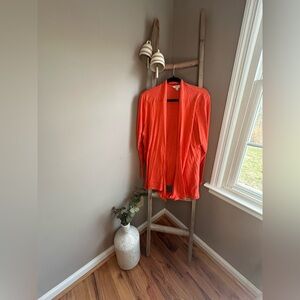Bright Orange Open-Front Cardigan